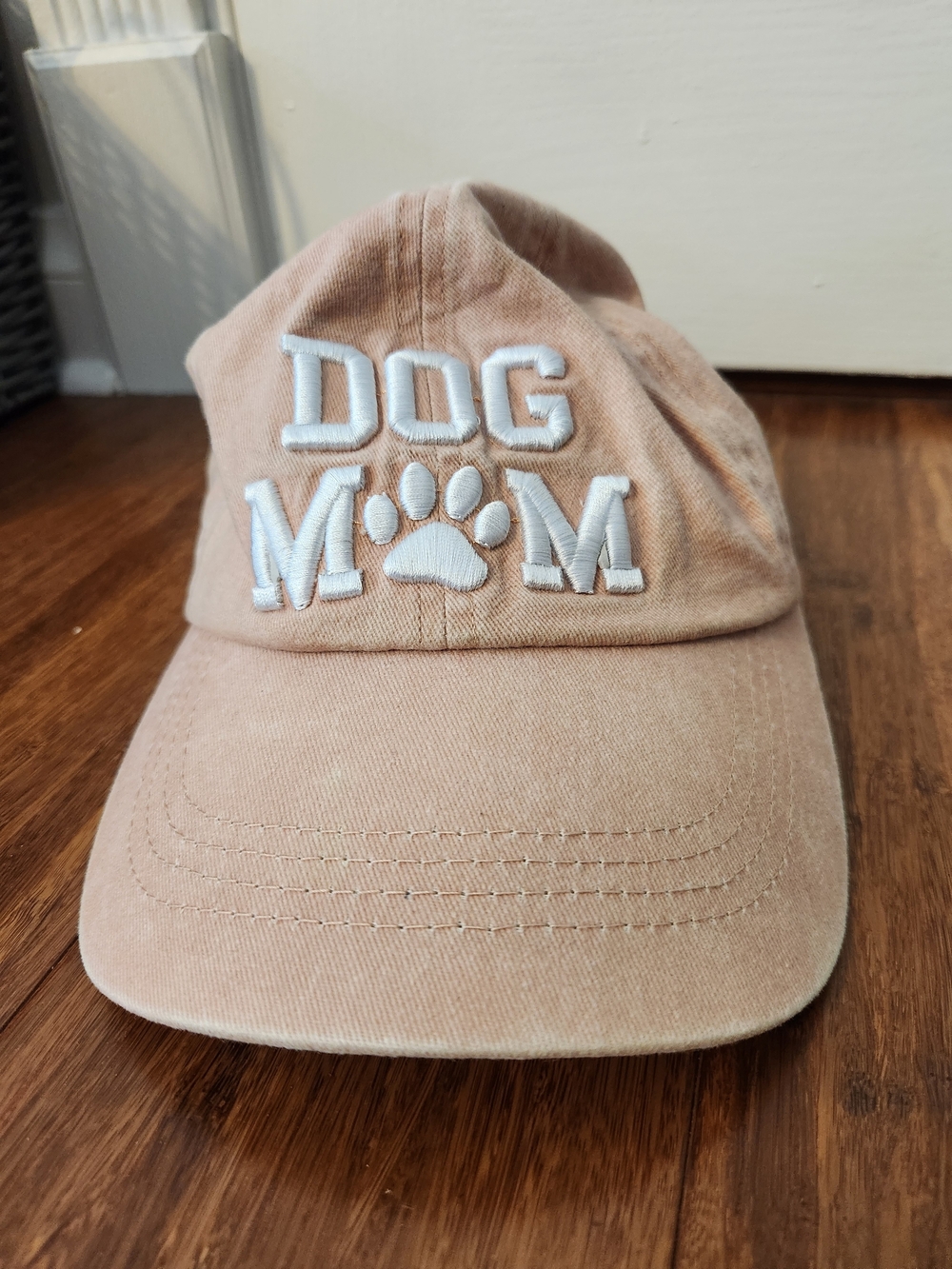 David and Young Dog Mom Cap Muted Pink with White Embroidery Adjustable Hat